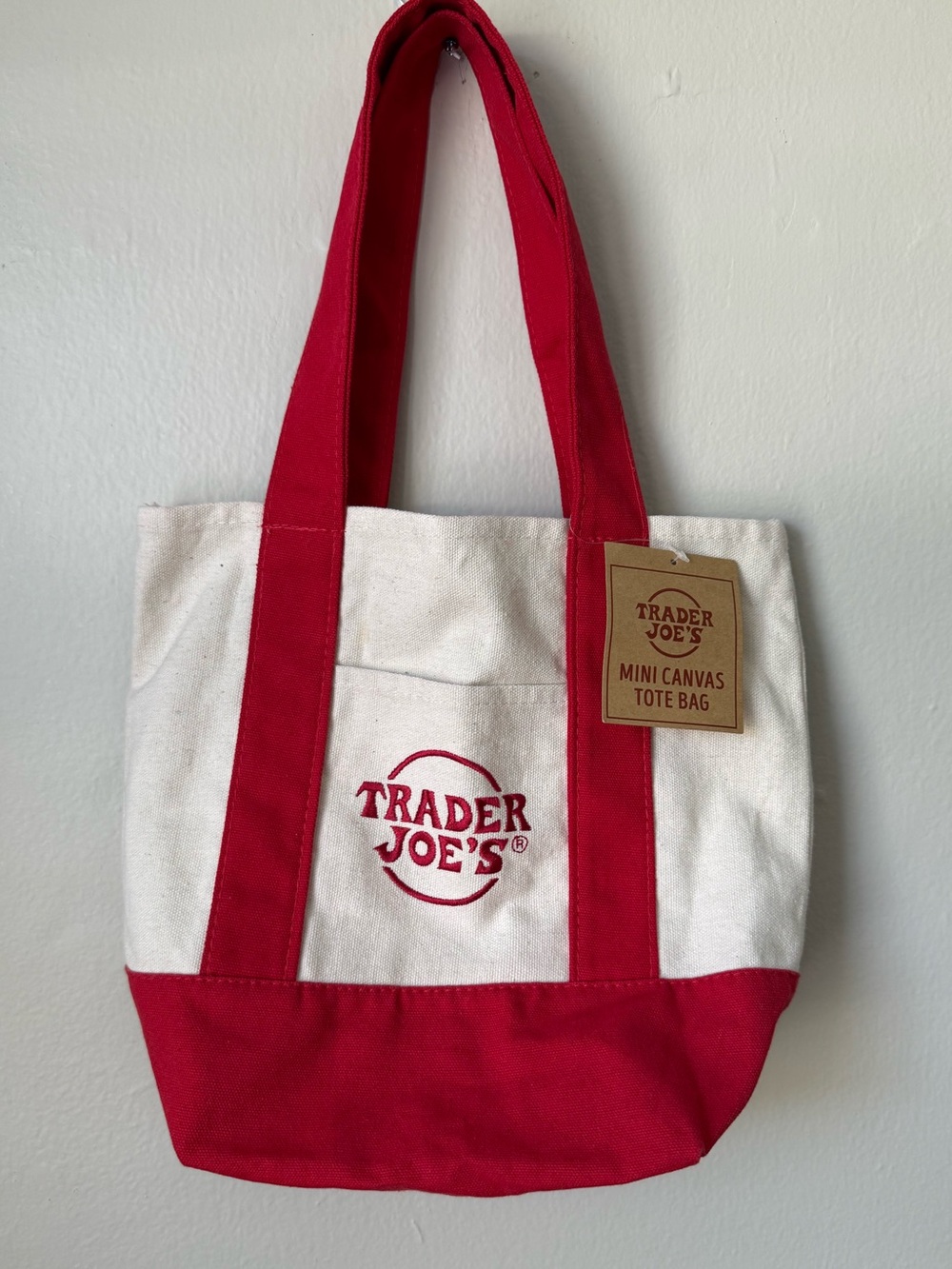 Trader Joe’s Collectible Canvas Mini Tote NEW  Red and White
